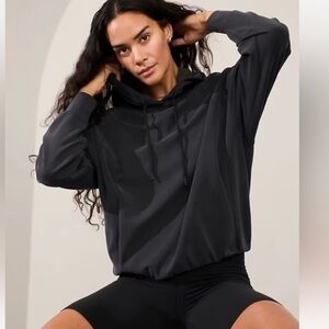 Athleta SeaSoft Bubble Hem Hoodie Sweatshirt Black